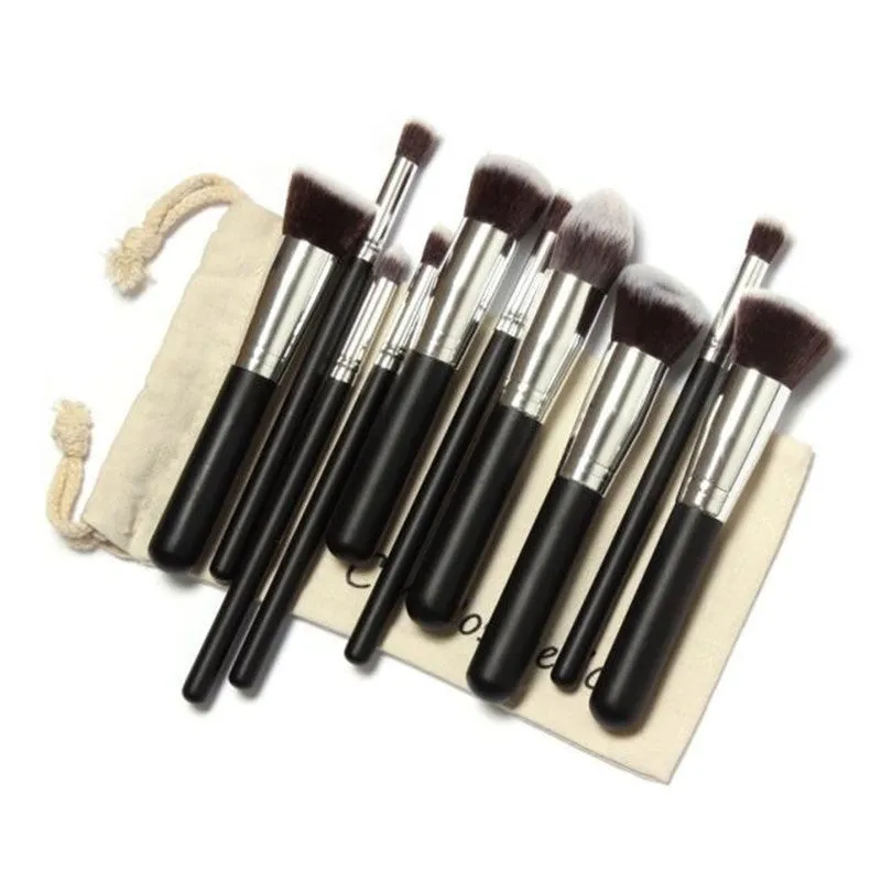 10Pcs Professional Makeup Brushes Kit Draw String Make up Bag Multi-Function Liquid Foundation Tool Concealer powder Brush