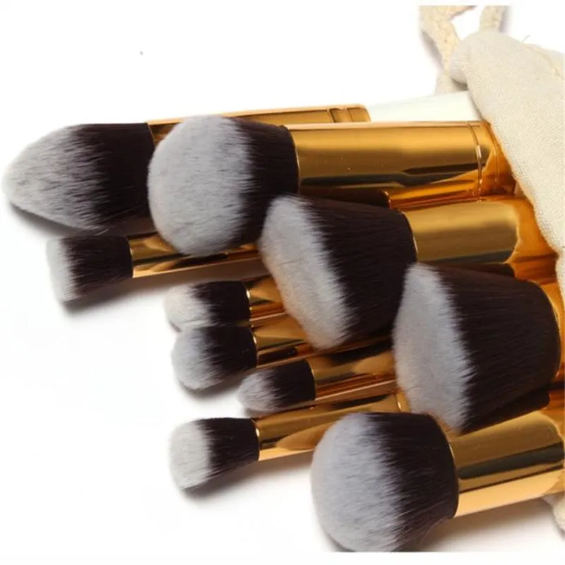 10Pcs Professional Makeup Brushes Kit Draw String Make up Bag Multi-Function Liquid Foundation Tool Concealer powder Brush