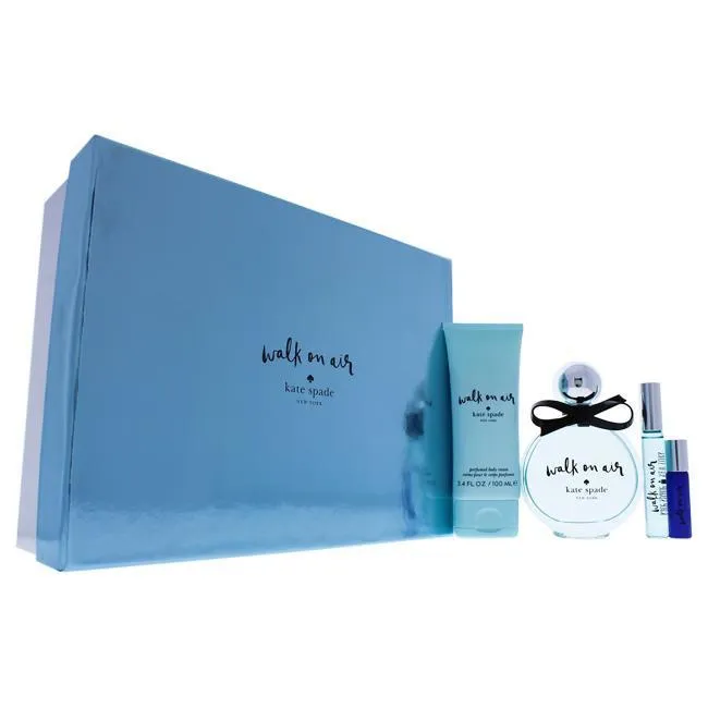 2017S Walk On Air by Kate Spade for Women - 4 Pc Gift Set 3.4oz EDP Spray, 0.34oz EDP Rollerball, 3.4oz Body Cream, 0.16oz Walk 