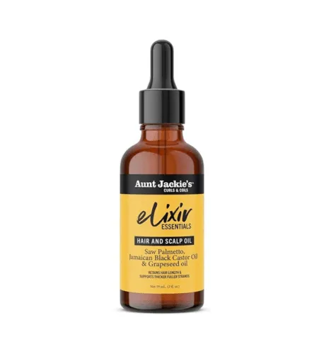 Aunt Jackie's Elixir Essentials Hair & Scalp Oil, Saw Palmetto, Jamaican Black Castor Oil & Grapeseed Oil, Nourishes, Thickens &