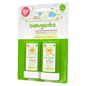 Babyganics Pure Mineral Sunscreen Stick 50+ SPF, 2-Pack