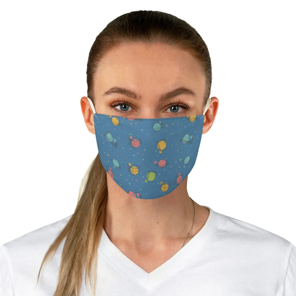 Blue Pattern Books Spines Fabric Face Mask