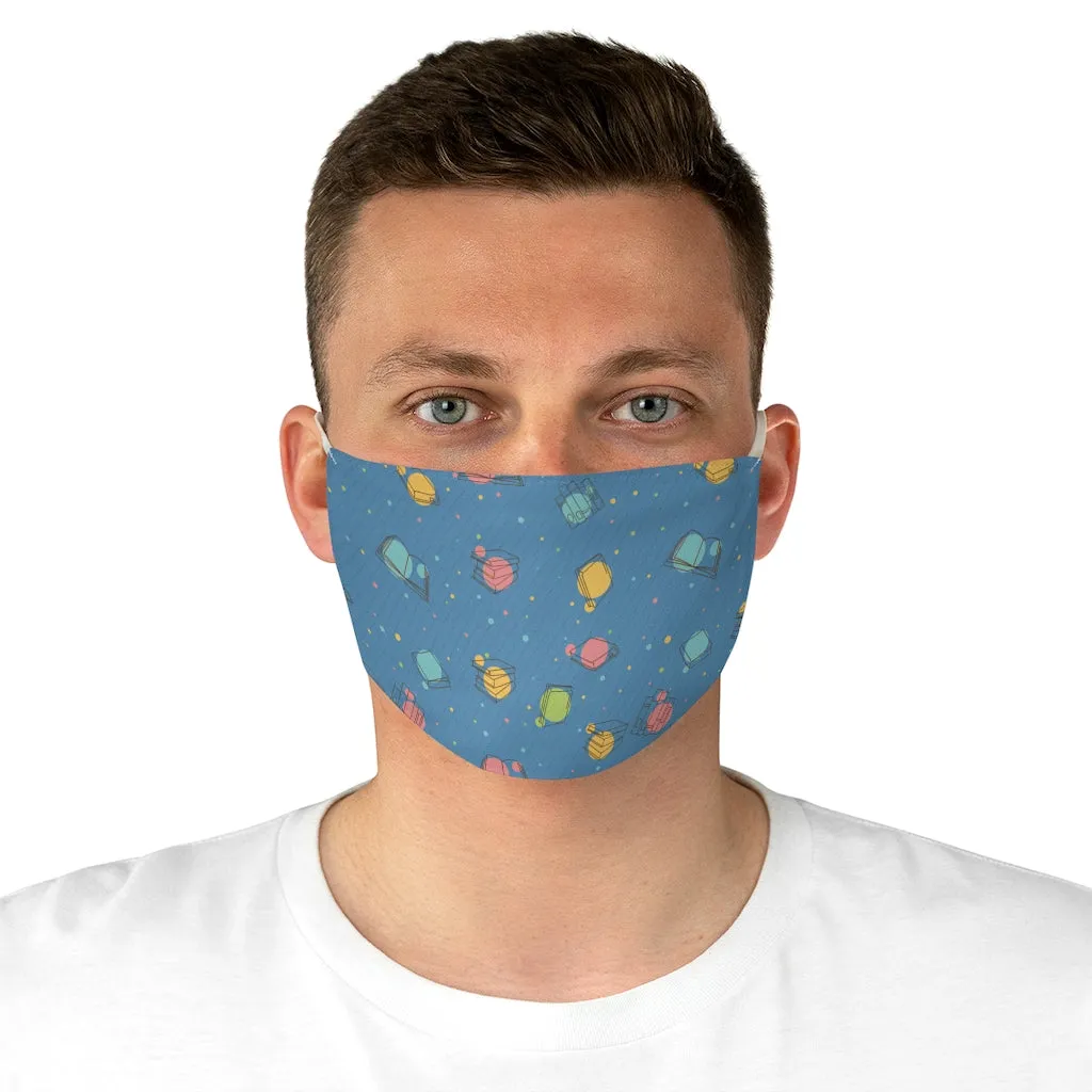 Blue Pattern Books Spines Fabric Face Mask