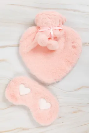 Cosy Heart Hot Water Bottle with Eye Mask Giftset