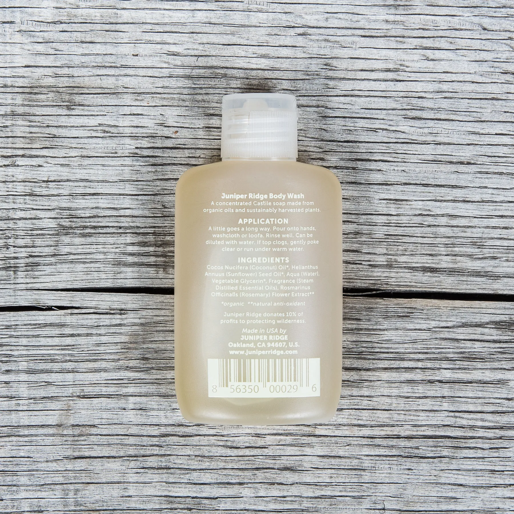 Juniper Ridge Organic Body Wash Cascade Forest 2oz