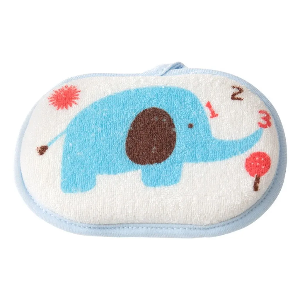 Newborn Bath Cute Cotton Shower Sponge Rub Cartoon Body Wash Towel