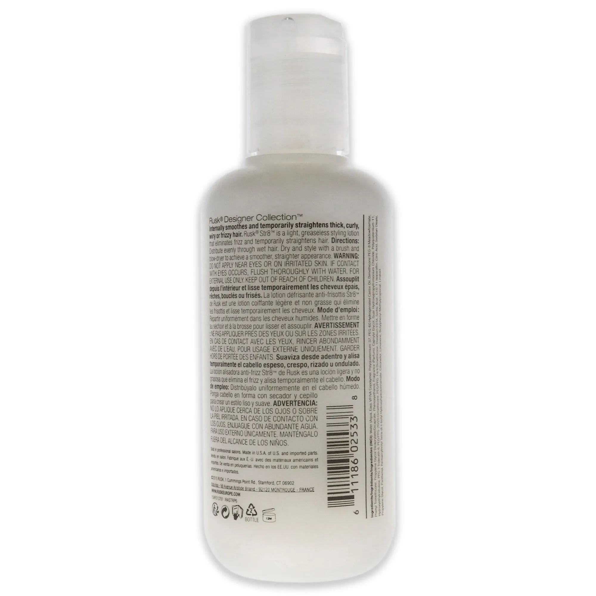 Str8 Anti-Frizz and Anti-Curl Lotion by Rusk for Unisex - 6 oz Lotion