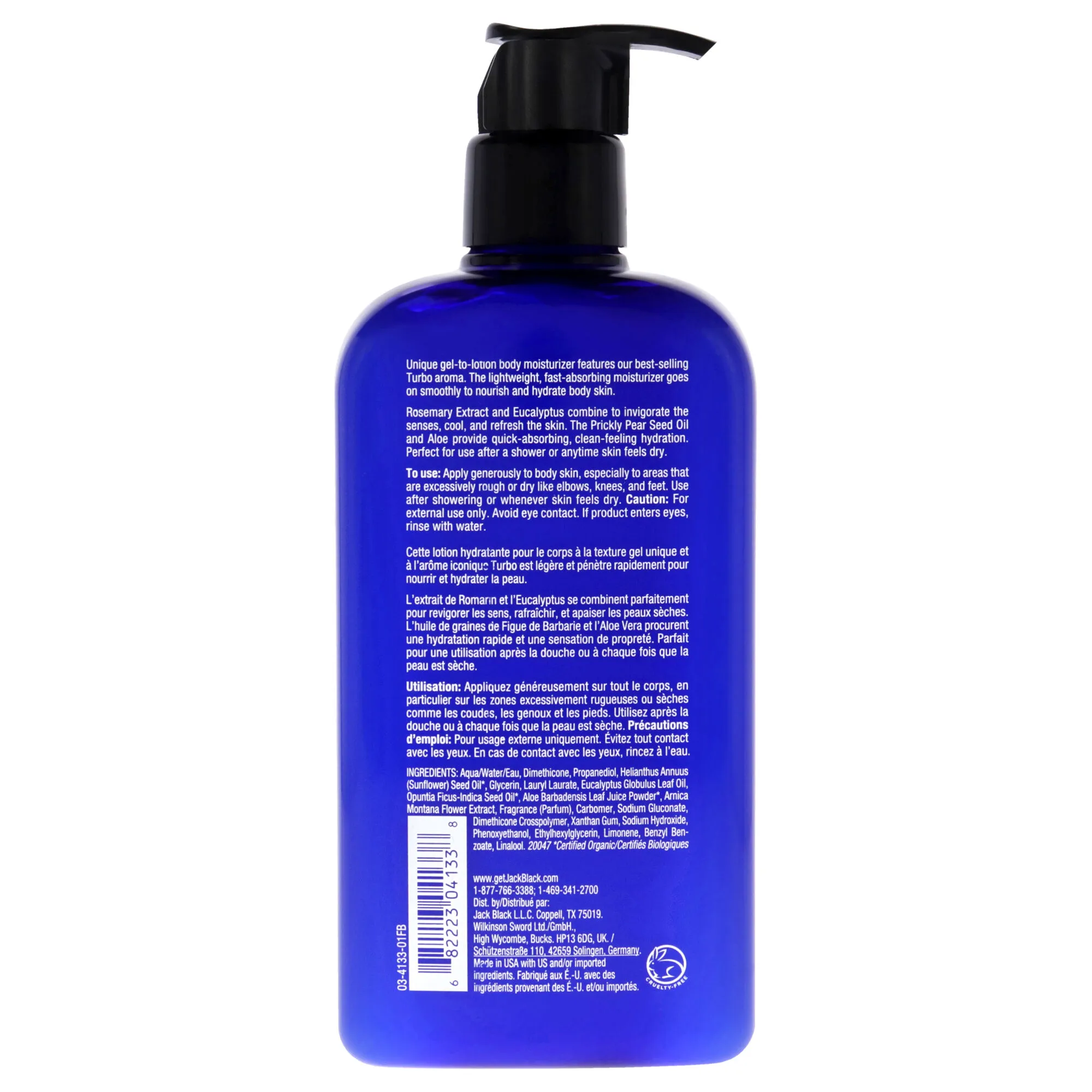 Turbo Body Lotion Energizing Gel Moisturizer by Jack Black for Men - 16 oz Body Lotion